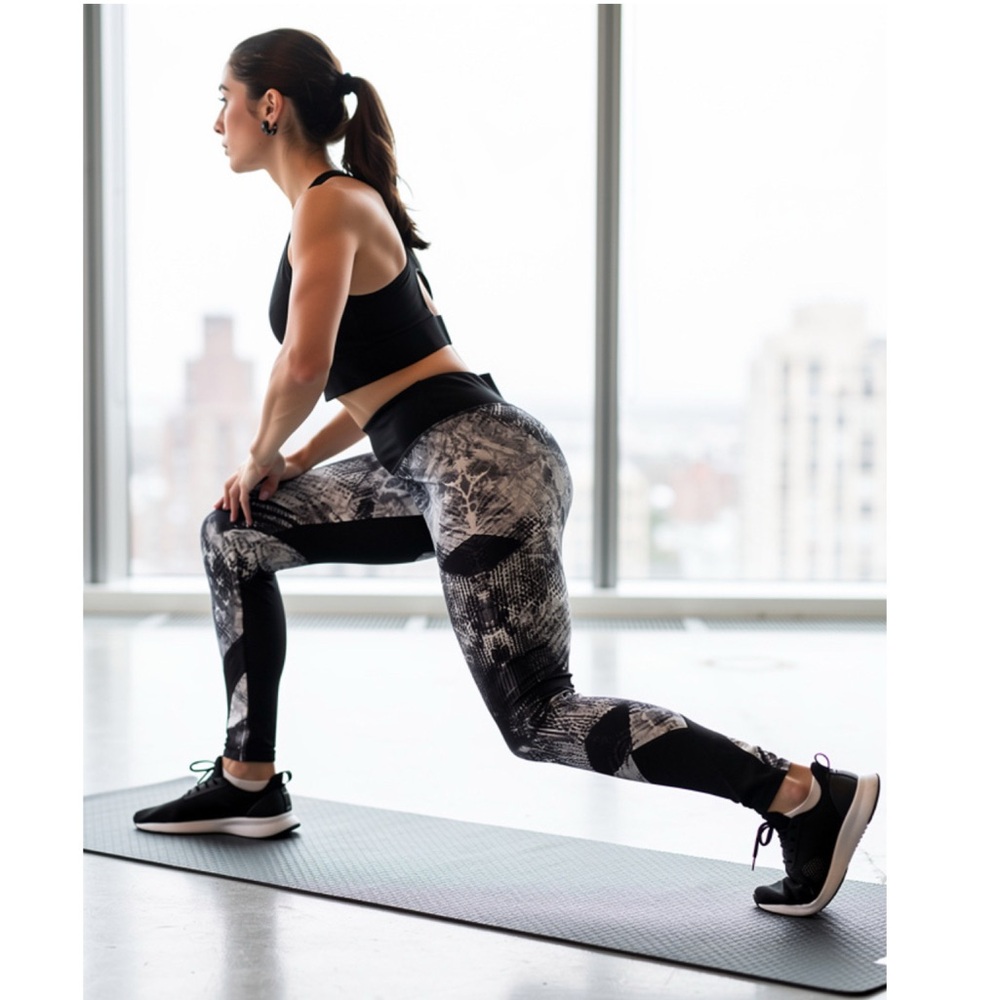 Core Performance Black and Gray Snakeskin Print Leggings